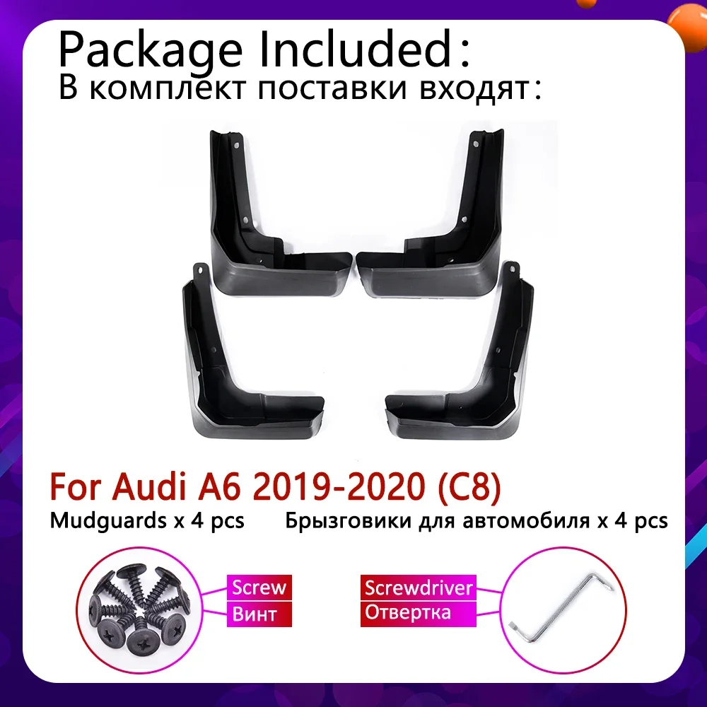 Front Rear Car Mudflap for Audi A6 Saloon S-Line Sport C8 2019~2020 Fender Mud Guard Splash Flaps Mudguard Accessories 5th 5 Gen