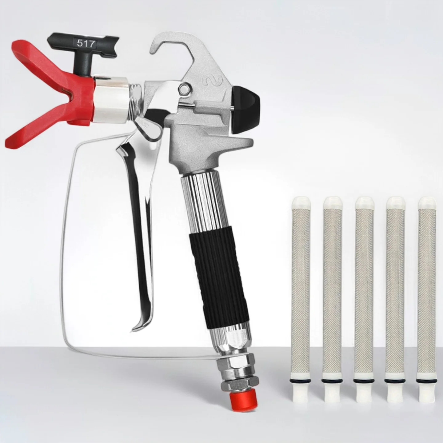 8Pcs High Pressure Airless Spray Gun with 517 Tip, 4 Filters & 1 Guard for Painting