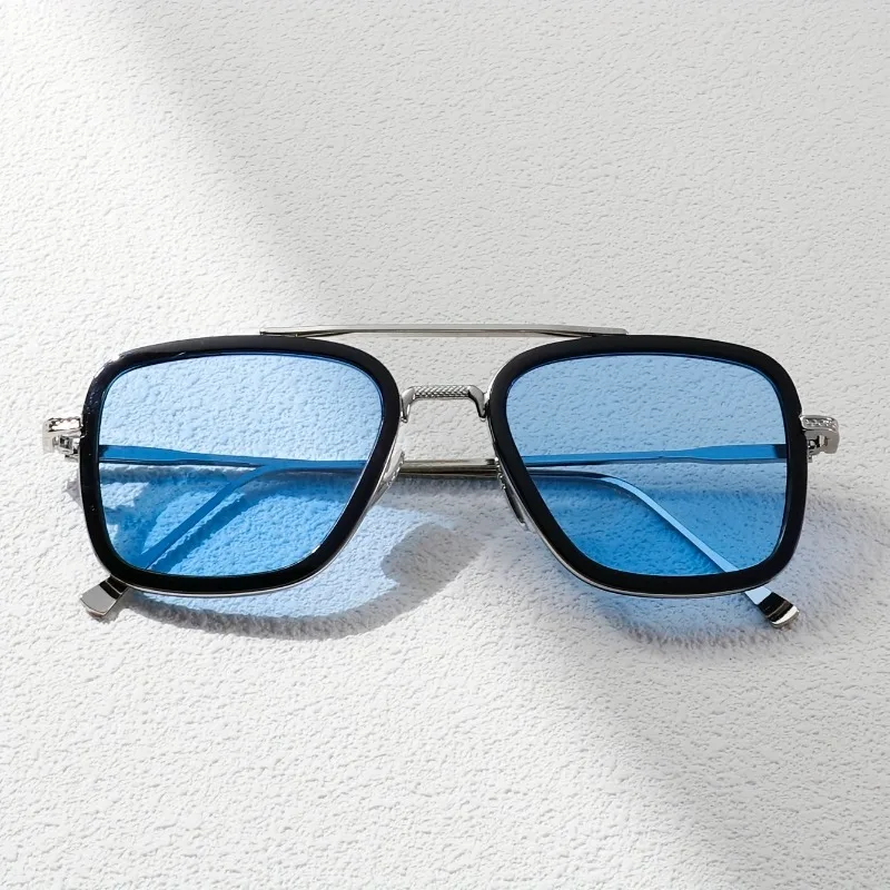 Vielseitige Herrenbrille mit Doppelsteg und Metallrahmen, Elegante Retro-Modebrille, Geeignet für den Täglichen Arbeitsweg