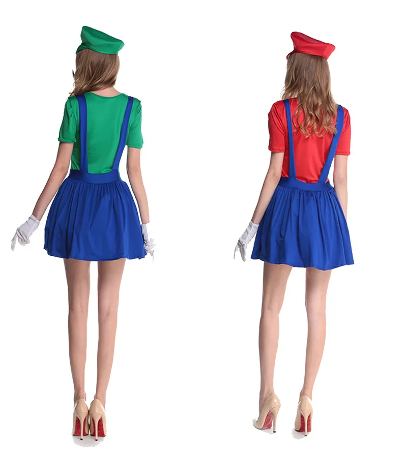 Halloween Cosplay Super Brothers Luigi Bros Costumes Plumber Game Fancy Dress Up Party Clothing