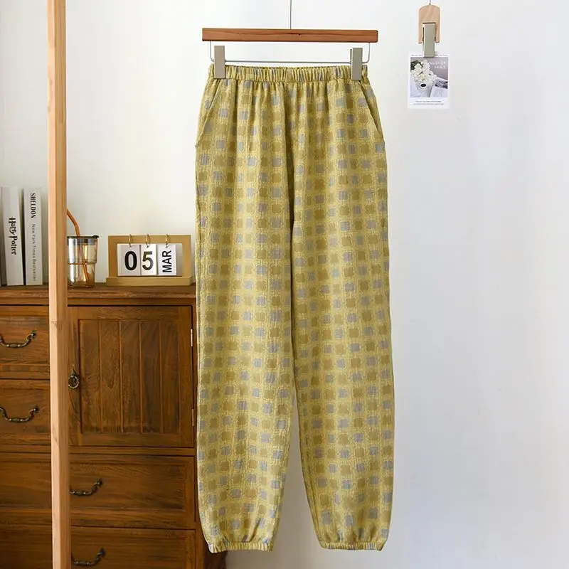 Literary and Artistic Style Retro Style Pure Cotton Pajama Pants Summertime in The Spring Thin Pajama Pants Can Be Worn Outside