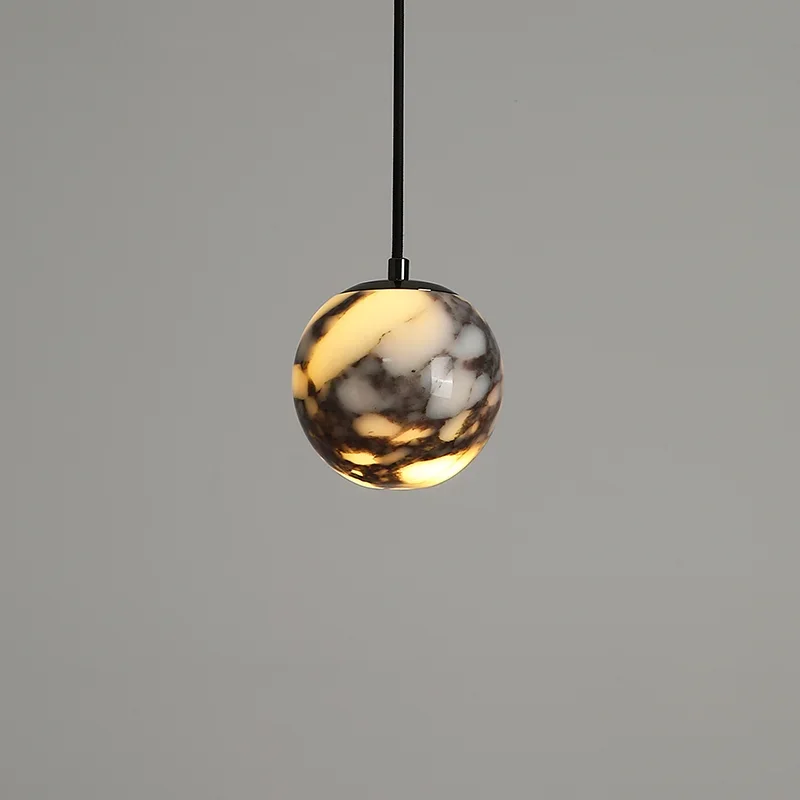 French Pendant Light Bulgari Marble Style Luxury Hanging Lamp for Bedroom Headboard Exquisite Craftsmanship