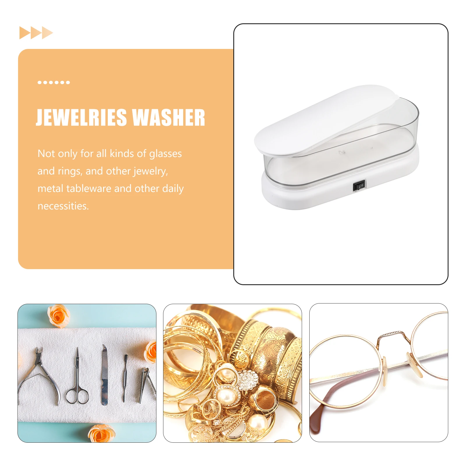 

Glasses Cleaner Small Items Ultrasonic Retainer Cleaning Machine Jewelry Fast Vibration Abs Jewellery