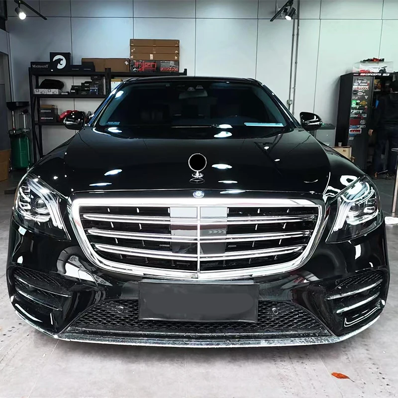 ترقية W221 2005-2013 إلى W222 S450 إصدار المصد الأمامي والمصد الخلفي طقم الجسم مناسب للفئة M-Bz S