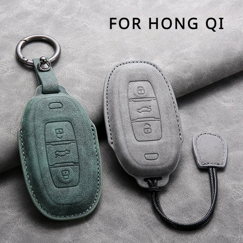 leather Car Key Case for FAW Hongqi HS5 H5 h6 H9 HS7 H7 L5 HS3 EH7 HQ9 LS7 E-QM5 Car Key Cover Remote Case Protector for Hongqi