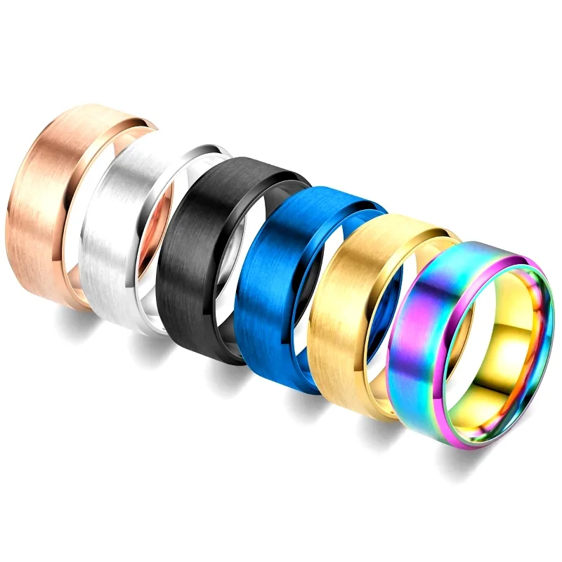 6 Colors Classic 8mm Tungsten Mens Ring Surface Brushed Stainless Steel Ring for Women Wedding Band Couples Jewelry Accessories