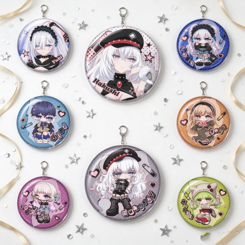 FACTORYSTORE Anime Game Playing Death Games to Put Food on the Table6CM Circle Acrylic Pendant Keychain Yuki,Hakushi,Airi,Beniya