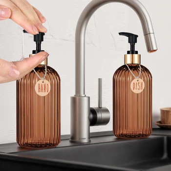 Alternative view of New Home Apartment Decoration Dish Soap Dispenser Bottle Reusable Hand Press Liquid Refill Bottle Kitchen Bathroom Soap Bottle
