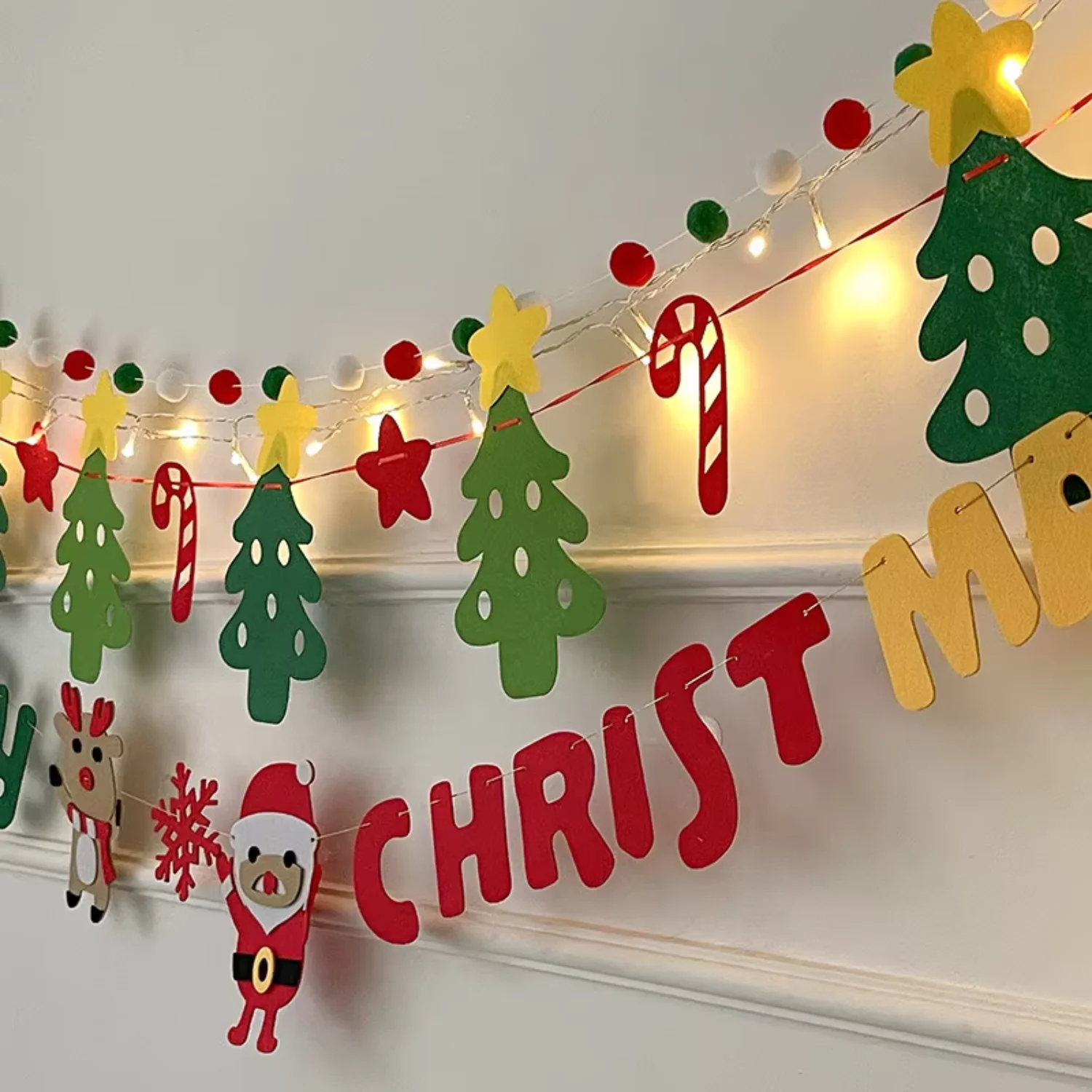 Christmas Day Banner Pull Flag Decoration Hanging Flag Letter Bunting Christmas Day Party Decoration banner