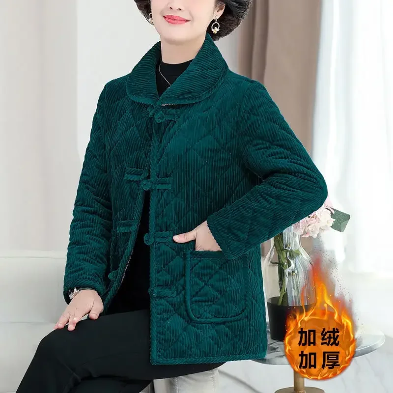 

Corduroy Winter Coat Women Puffer Jacket Winter New Korean Style Long Ladies Over-the-knee Cotton Padded Jacket Keep Warm