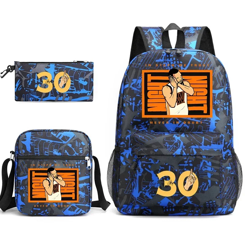 Curry avatar print student school bag youth backpack pencil bag shoulder bag 3-piece set