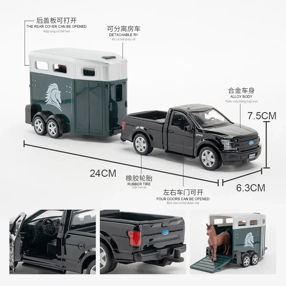 1:36 Range Rover Ford F150 jeep wrangler set karavan mobil logam campuran Model mobil Diecast koleksi hadiah mainan anak-anak