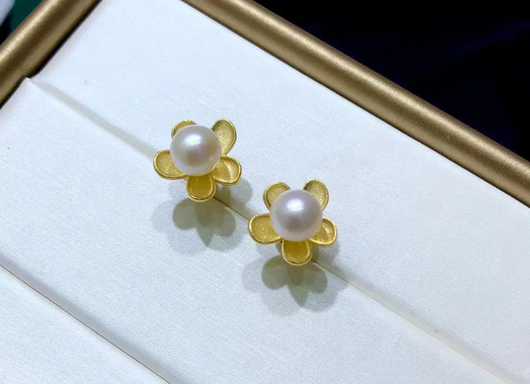 

Flower Shape S925 Sterling Silver Earrings Mount Findings Settings Base Mounting Parts Accessory for 5-6mm Pearls 5 pairs/lot