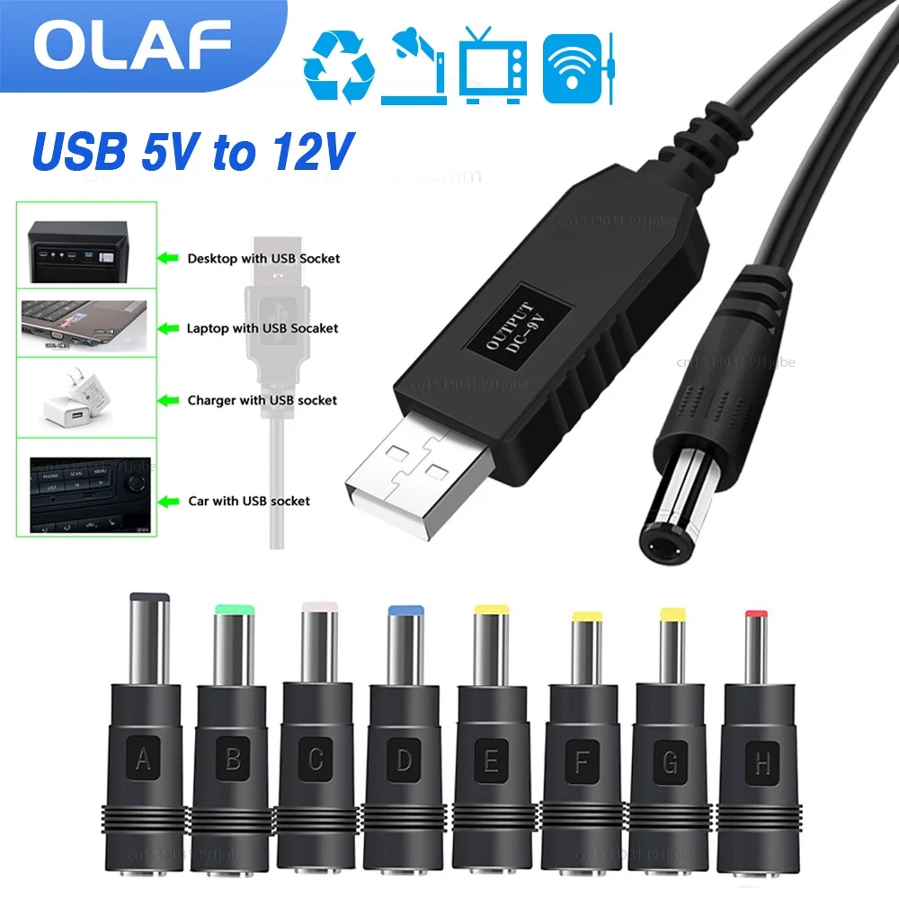 USB Boost Cable WiFi to Powerbank Connector DC 5V to 9V 12V Power Converter Step-up Cord For Wifi Router Modem Fan Lamp Speaker