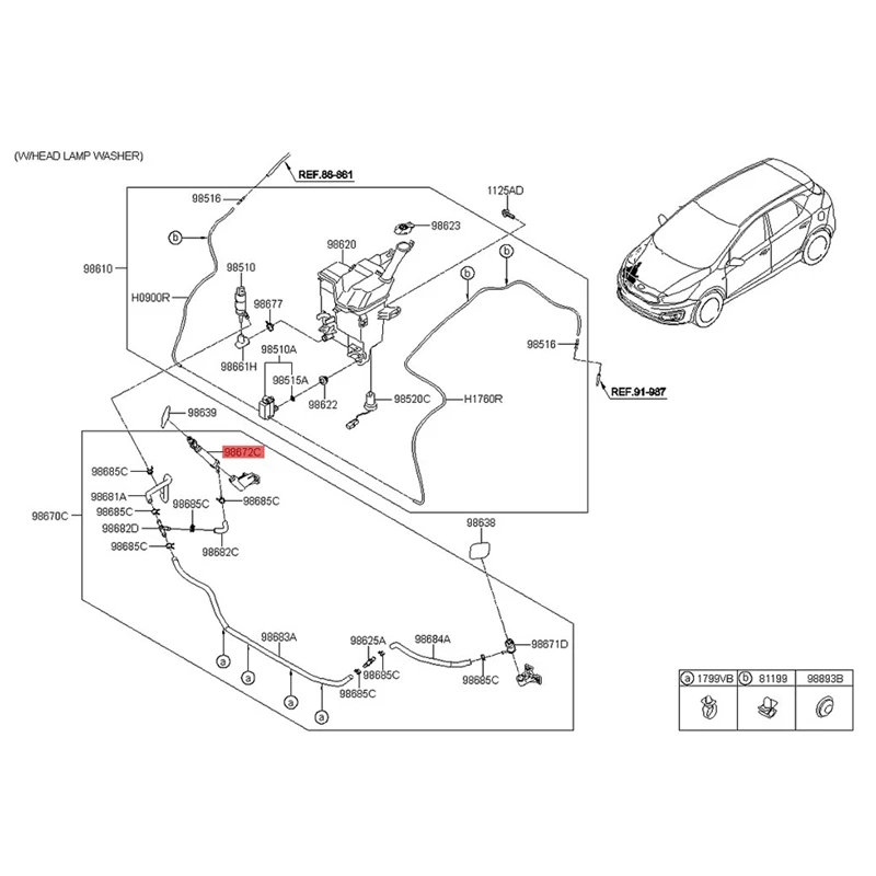 1Pair Black Headlight Washer Nozzle 98671-A2700 98672-A2700 For Kia Ceed 12-17 Car Head Light Lamp Cleaning Water Spray Jet