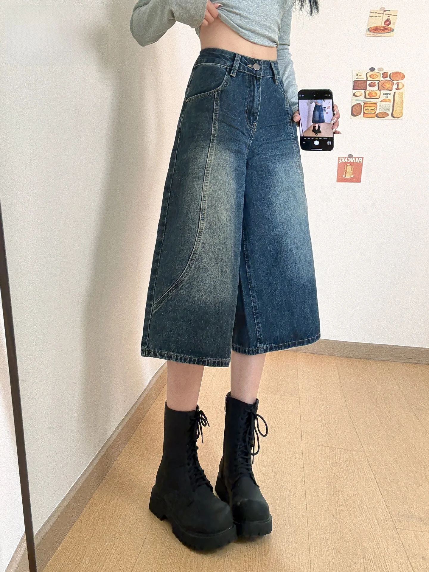 

Американские ретро-джинсы прямого кроя для женщин, свободные широкие брюки, летние сине-серые джинсы с эффектом похудения, повседневные джинсы с высокой талией, джинсы-скинни