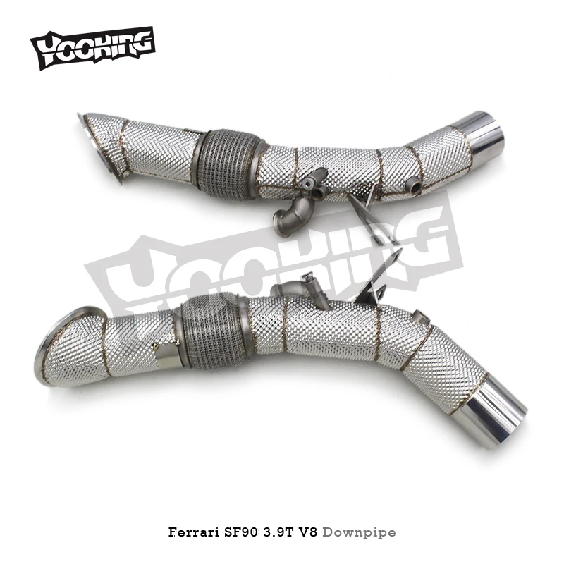 Upgrade High flow Exhaust Downpipe For Ferrari SF90 3.9T V8 2019-2023 Wrap insulation exhaust pipes