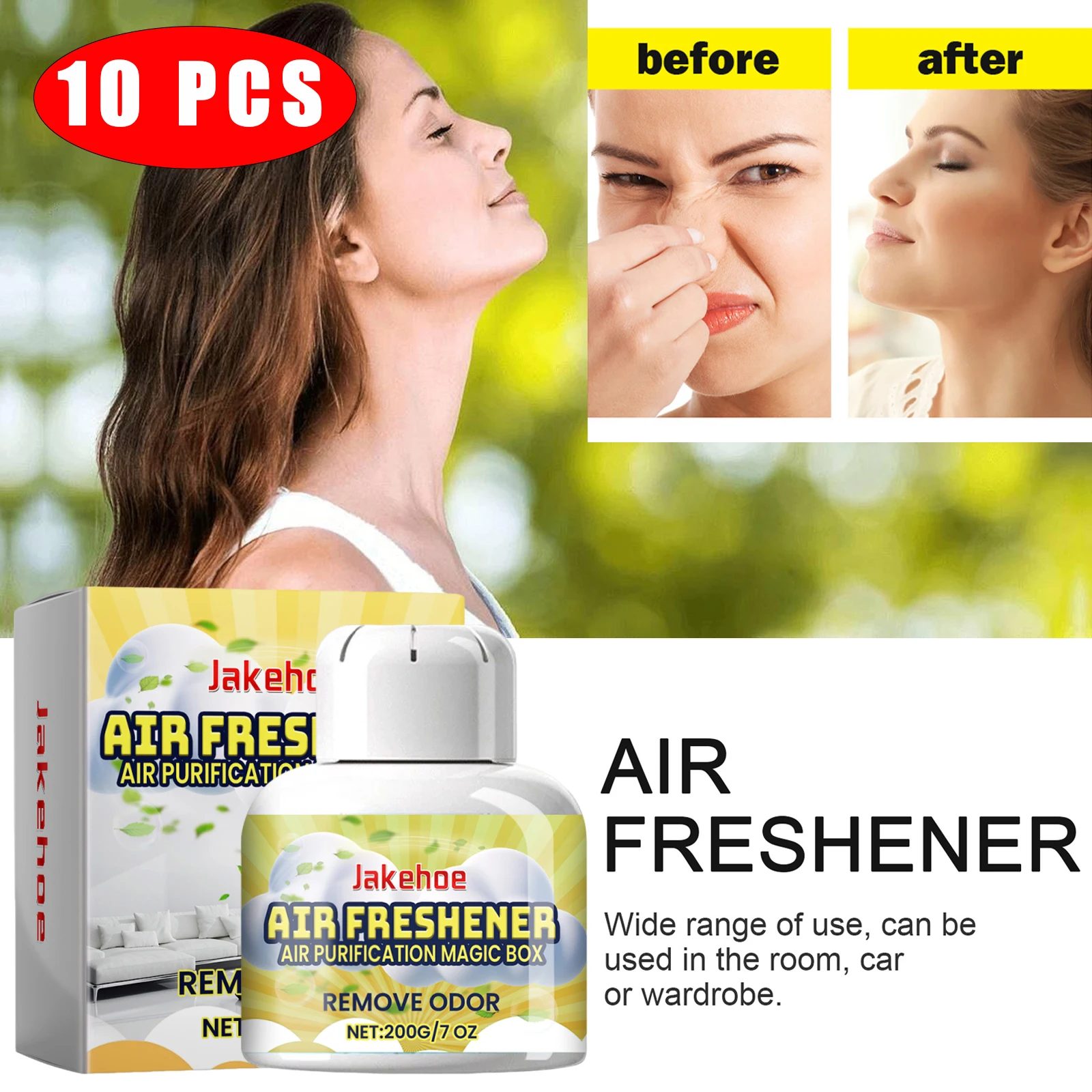 10pcs Household Solid Air Freshener Aromatherapy Fragrance Bedroom Bathroom Indoor Car Scented Perfume Odor Remover Deodorizer