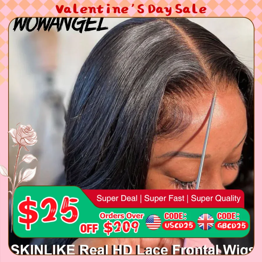 Wowangel 13x6 Full Lace Frontal Wig HD Lace Frontal Wigs Body Wave Human Hair Wigs 250% HD Lace Closure Wigs Melt Skins Glueless