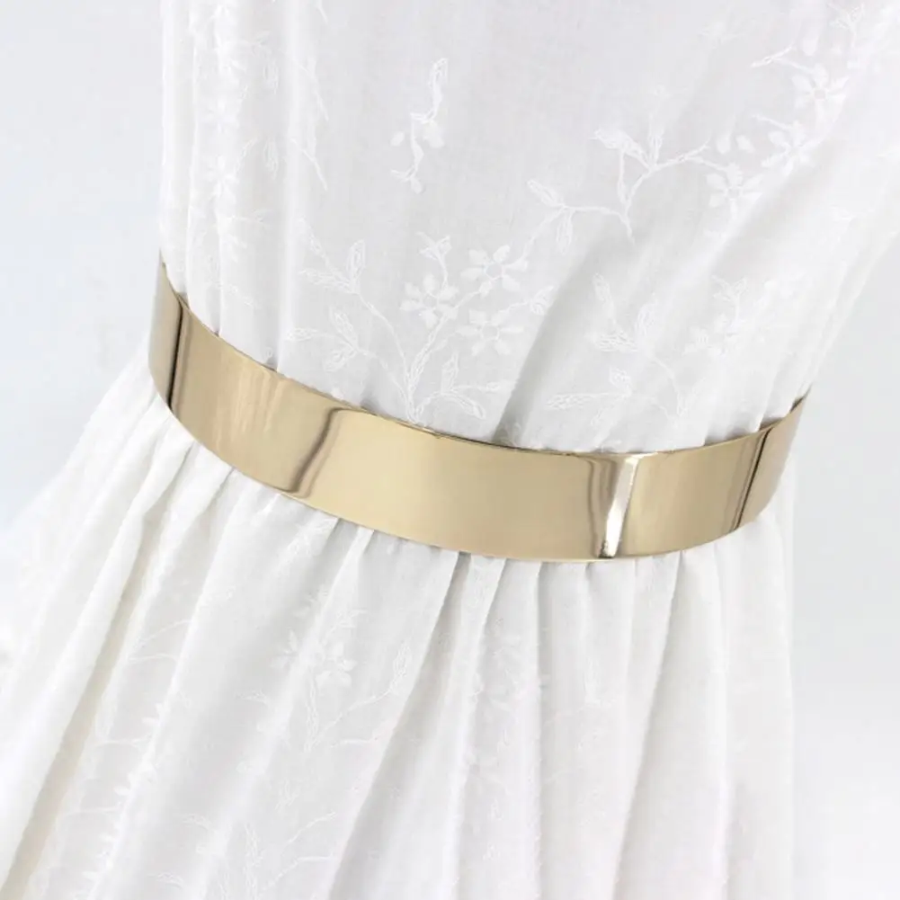 

Stylish Waist Belt Adjustable Long Wear Resistant Women Metal Plate Wide Waistband