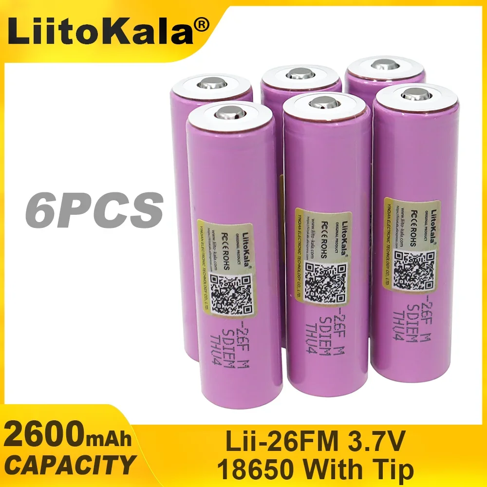 1-10PCS Liitokala 100% Original 3.7V 18650 2600mAh ICR18650 26FM With Tip Lithium Battery Rechargeable Electric Tool Battery