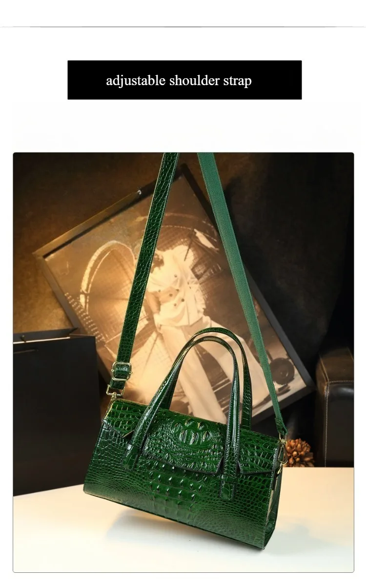 Damentasche mit Krokodilmuster 2026 Neuer Stil Messenger-Tasche Hochwertige Boston Pillow Bag Luxuriöse Leder-Schultertasche – Detail 5