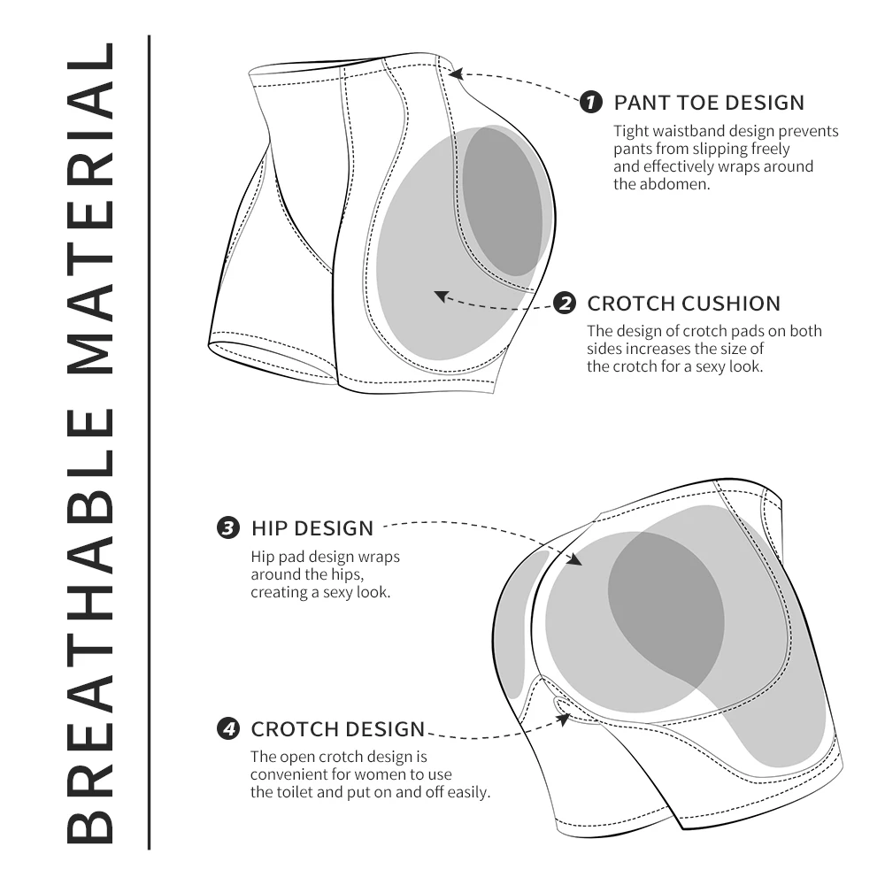 Women Hip Butt Padded Booty Lifter Body Shaper Shorts Thicker Enhancer Removable 4 Pads Panty for Bigger Butt Fake Ass Boyshorts