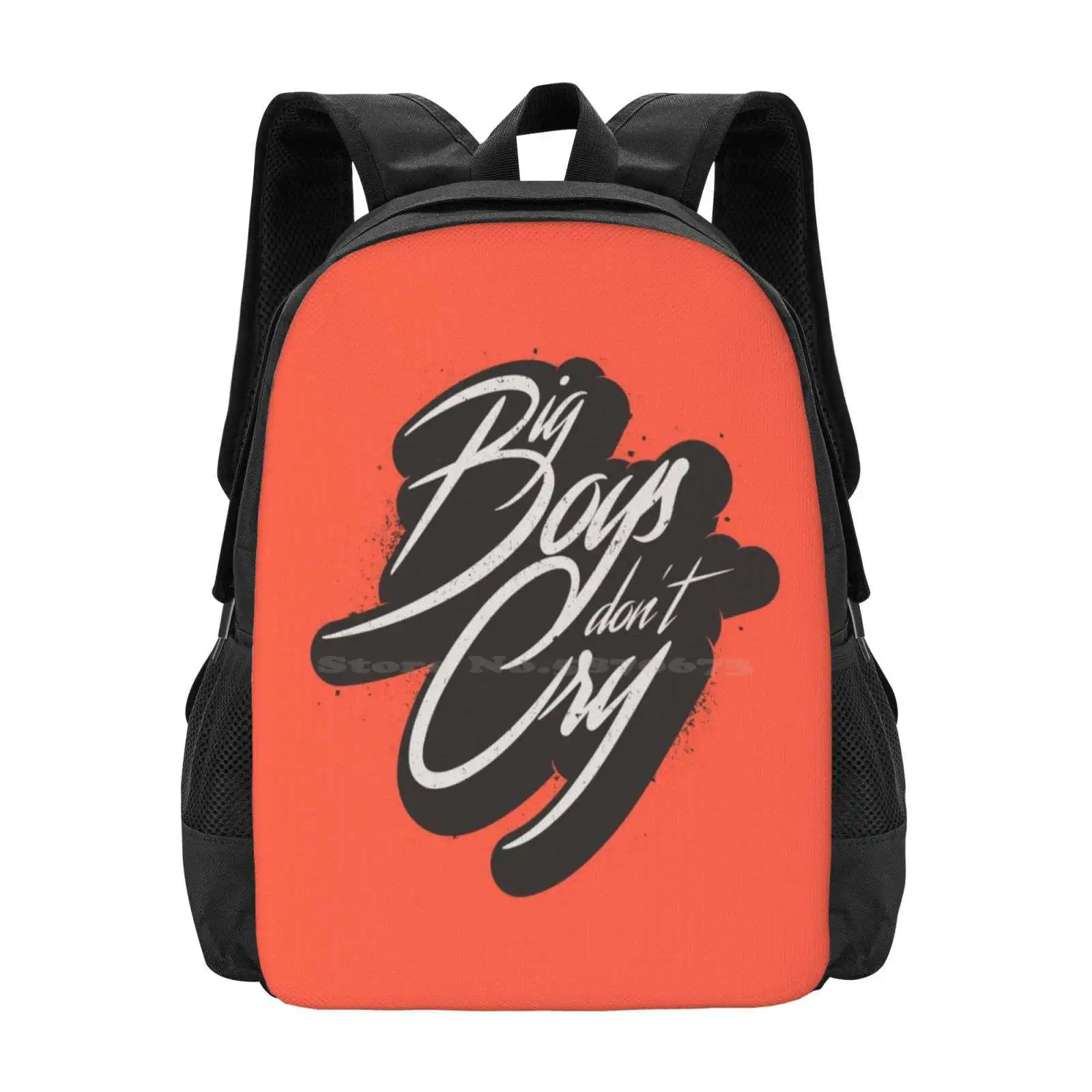 Big Boys Don'T Cry School Bags Travel Laptop Backpack Typography Quote Cry Bigboys