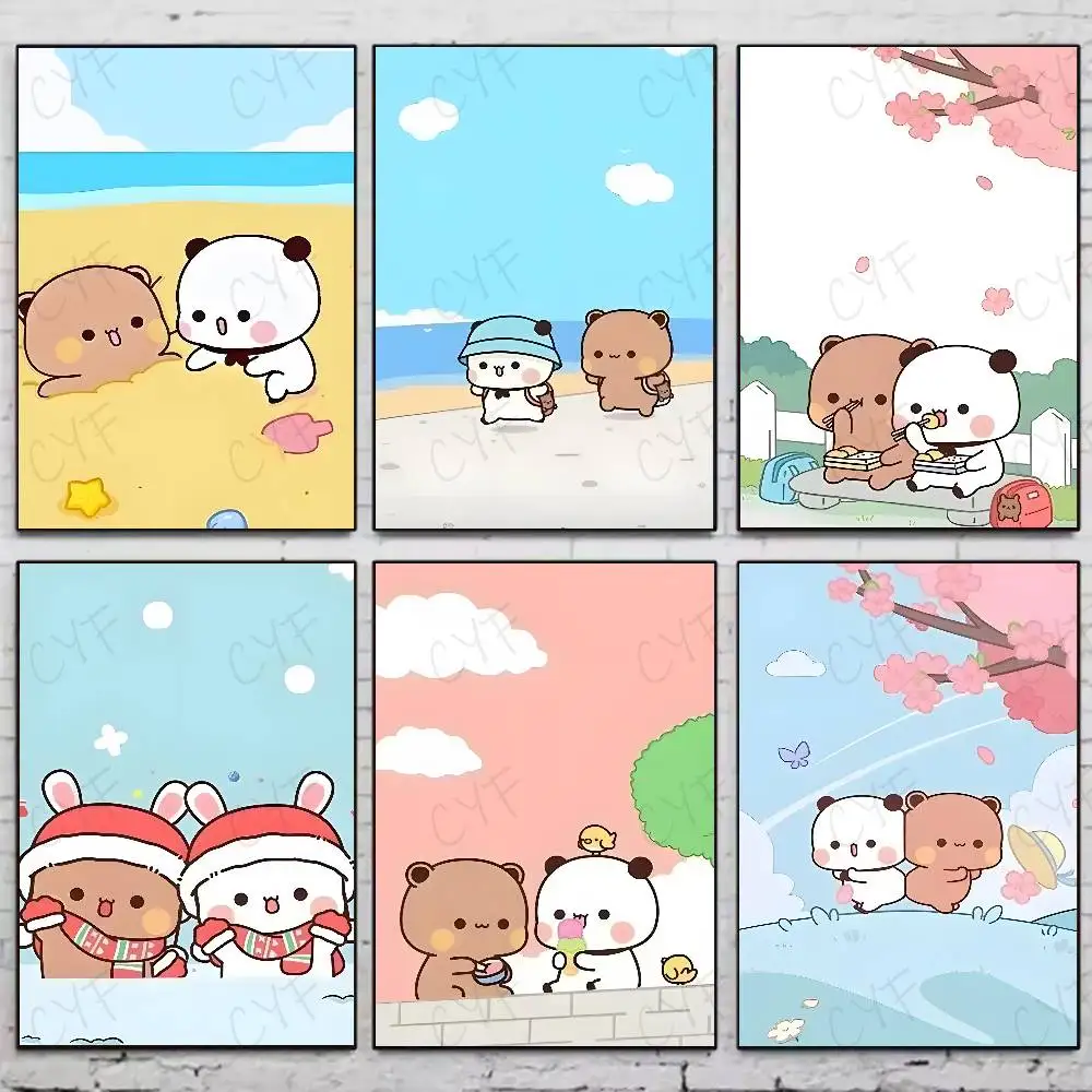 

Pretty Double Cartoon Cute Dudu Bubu Poster High Quality Dorm Living Room Aesthetic Wall Decoration Painting Stickers Gift