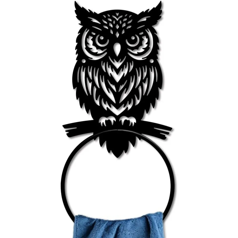 

Металлическое кольцо для полотенец с совой, античная ночная сова, держатель для полотенец для рук, круглые вешалки для полотенец с животными и птицами, черная вешалка для полотенец для ванной комнаты, настенная