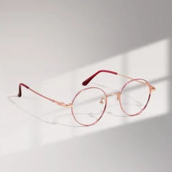 Colorful Round Metal Small Men And Women Full Rim Glasses Frames Luxury Stylish Pink For Optical Prescription Lenses