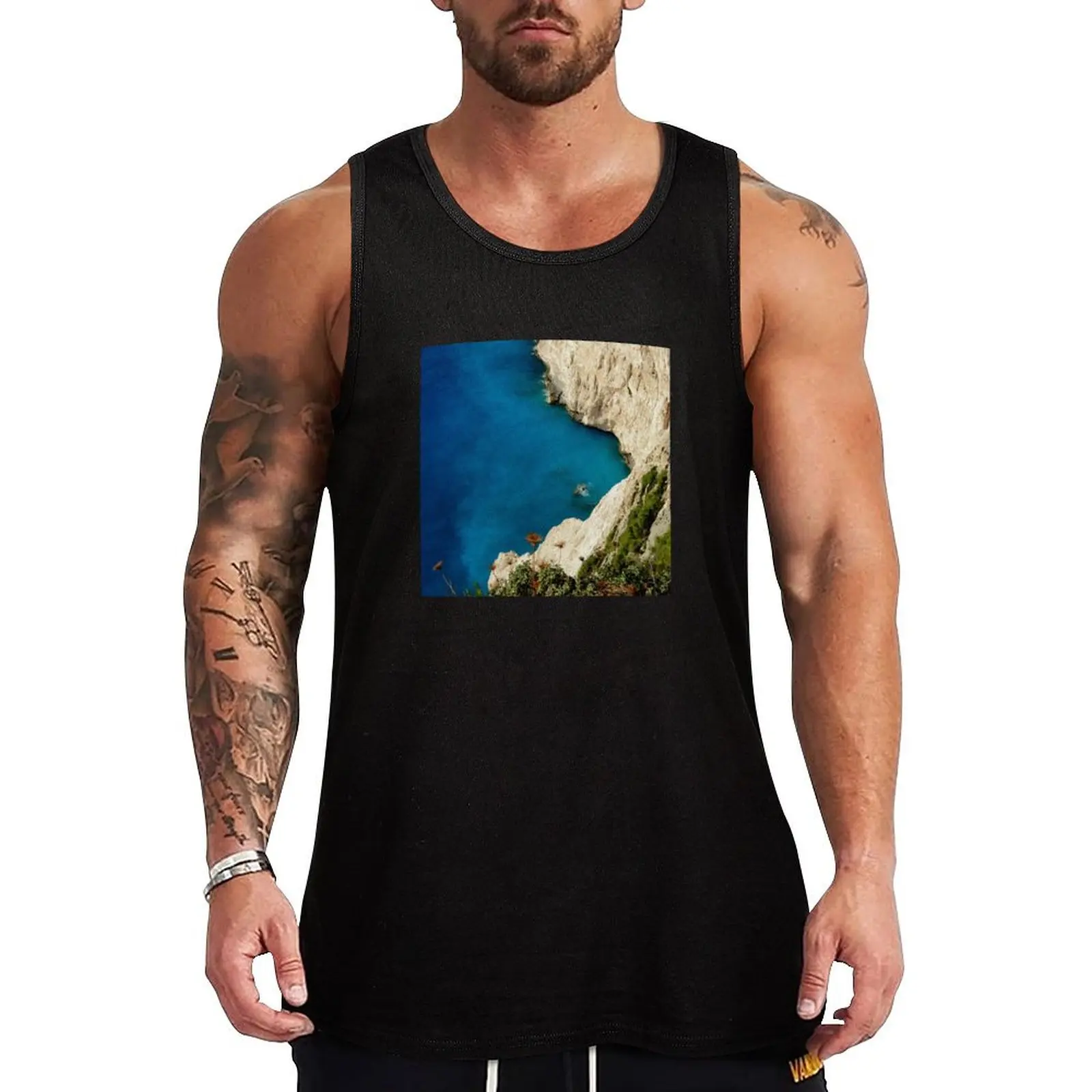 

Sea, Greece, Zakynthos, Rocks, Turquoise, Water, Summer Tank Top vest for men quick-drying t-shirt gym top