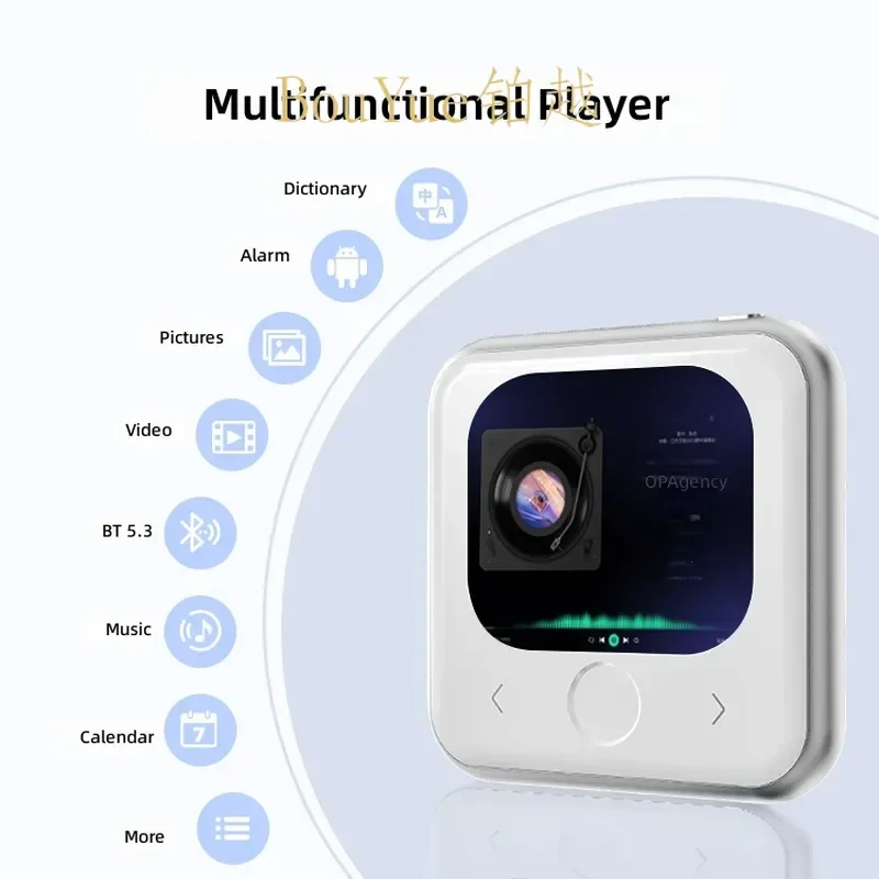 Compact Square MP3 Player with Camera Flashlight Ultra Light Portable Music Device Small Battery Powered Audio Recorder