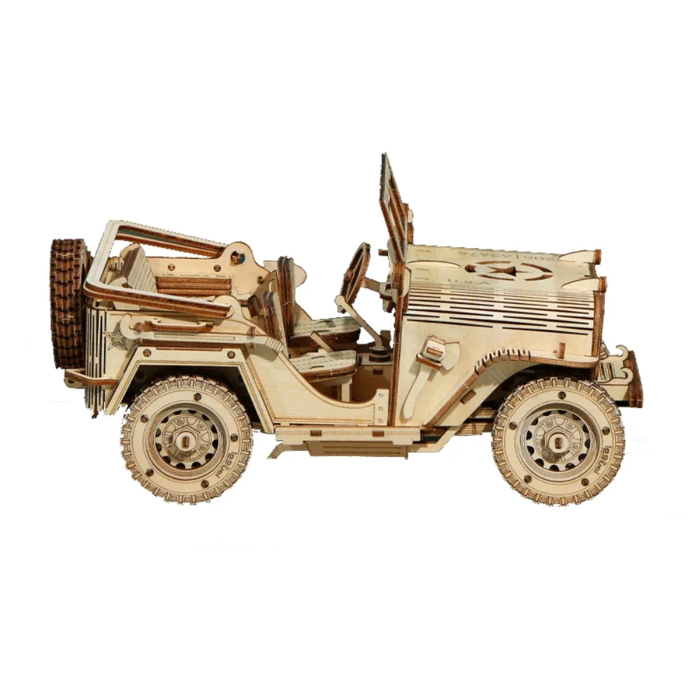 3d Wooden Off-road Cars Puzzles Building Blocks Kits Military Collections Toys for Teens Adults DIY Assembling Jeep Models Gift