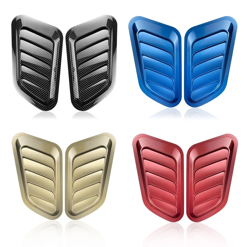 

2Pcs Carbon Fiber ABS Car Hood Vent Air Intake Cover Stickers Universal Intake Scoop Turbo Bonnet Vent Cover Stickers Decoration