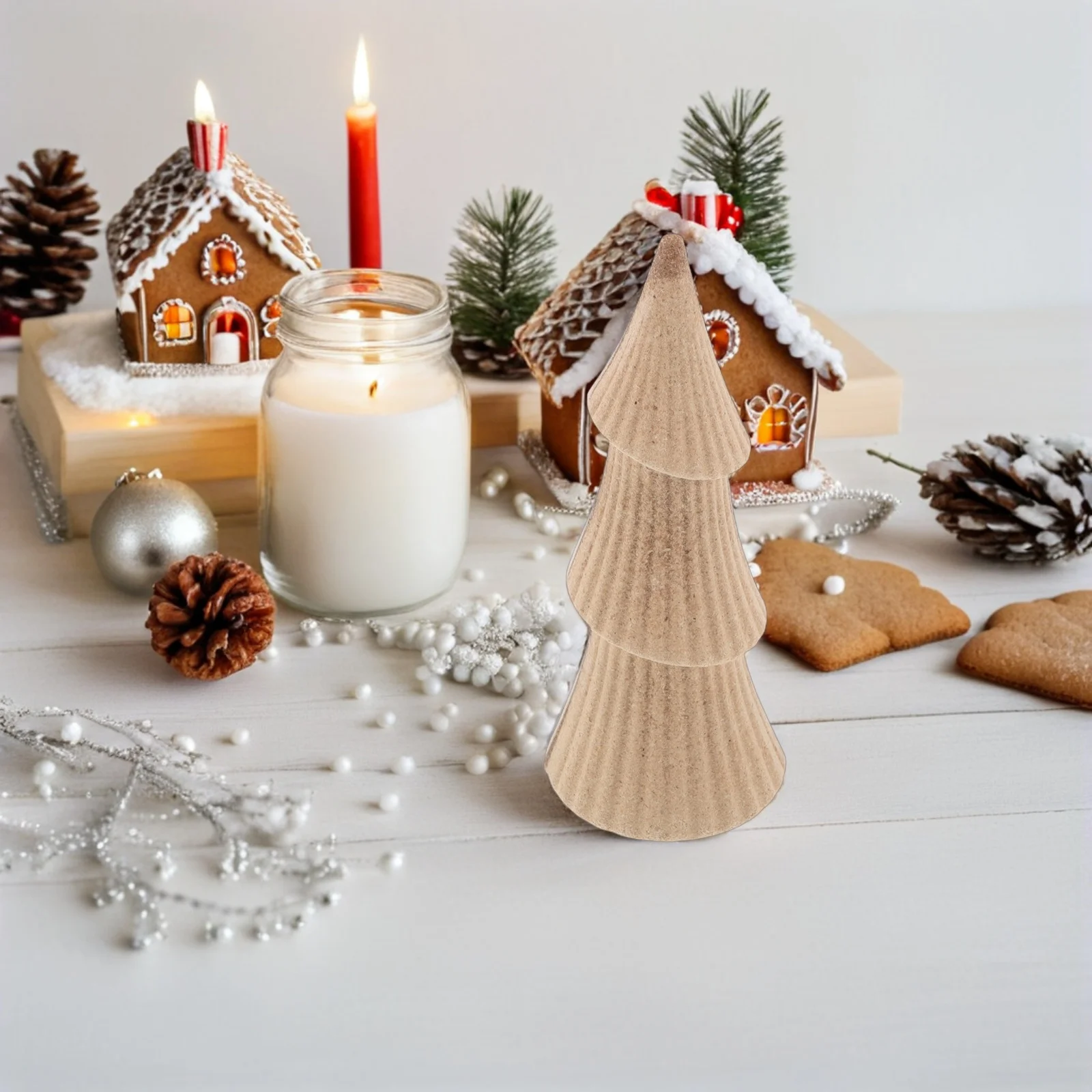 

4Pcs Wooden Christmas Tree Ornaments DIY Unpainted Wood Blanks for Personalized Holiday Crafting Versatile Display