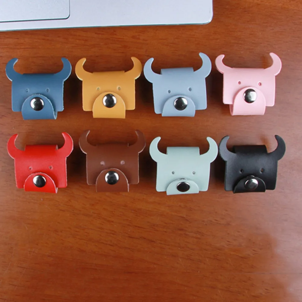 

Earphone Cord Organizer Cute Animal Leather Cable Winder Cable Protector Clip Anti Winding Cartoon Bear/cattle