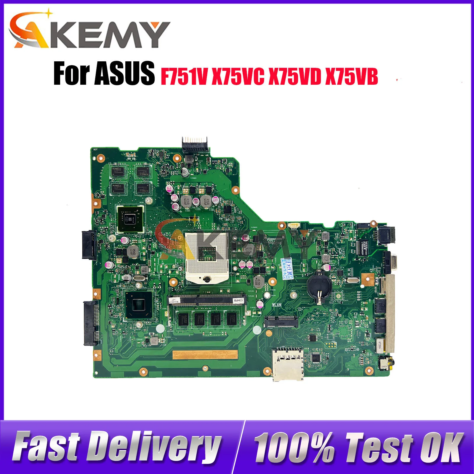 

X75VD Laptop Motherboard For ASUS VivoBook F751V X75VB X75VC X75V X75VD Notebook Mainboard in stock 100% tests OK fast shipping