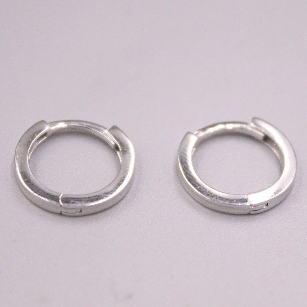 

Real Pure Platinum 950 Hoop Women Lucky Simple Smooth Circle Earrings 2.49g