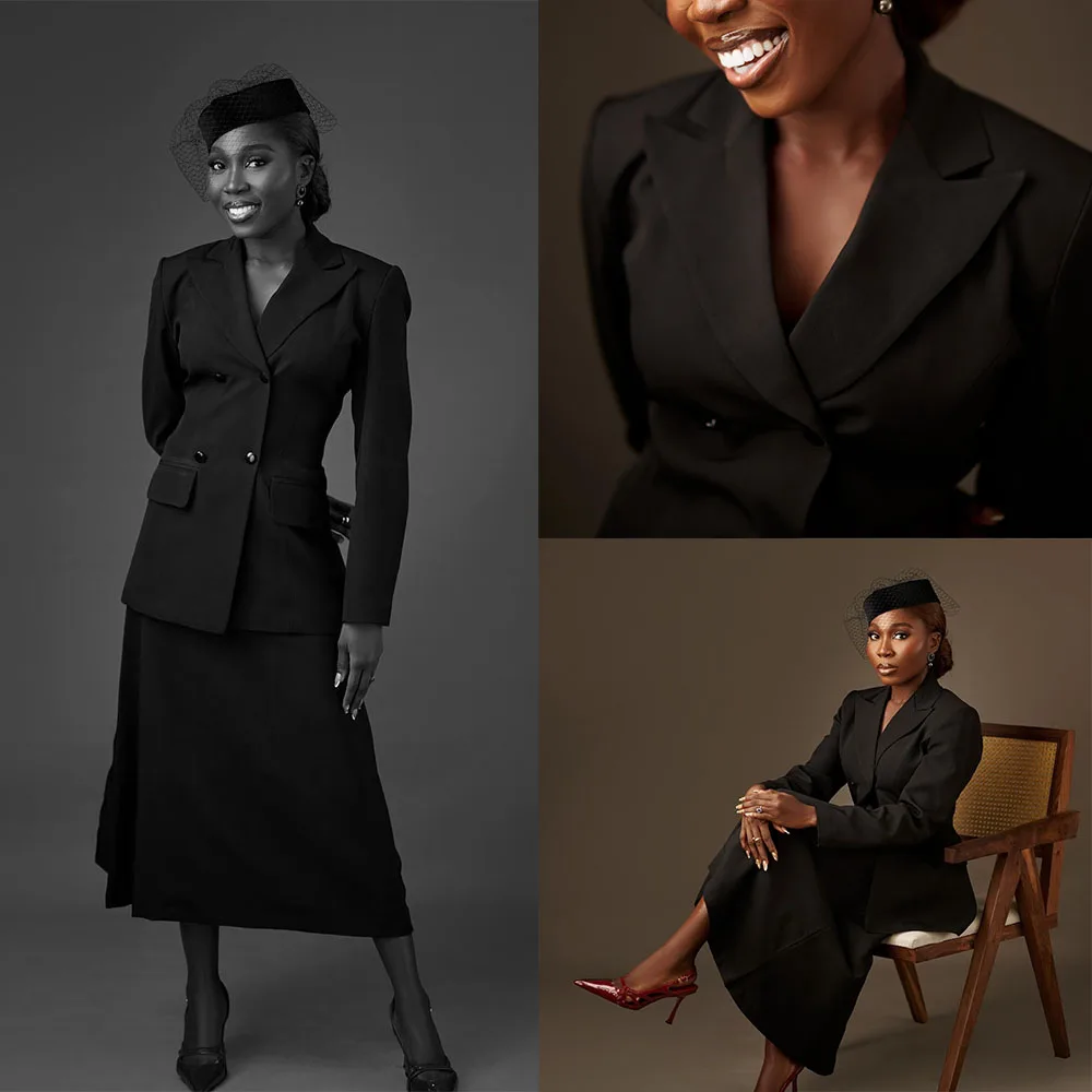 

Vintage Women Skirt Suits 2 Pieces Double Breasted Plus Size Mother Suits Customized Business Office Lady Outfit