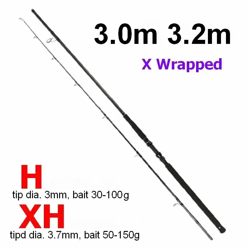 

ZZ302 Snakehead 3.0m 3.2m 2 Section X Wrapped KT SIC Rings Carbonfiber Fishing Rod Tip Dia. 3mm H, 3.2mm 3.7mm XH Bait 50-150g