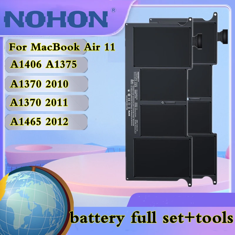 

NOHON Laptop Battery For MacBook Air 11 A1406 A1375 Notebook Batteries A1370 2010 2011 A1465 2012 Bateria Replacement Free Tool