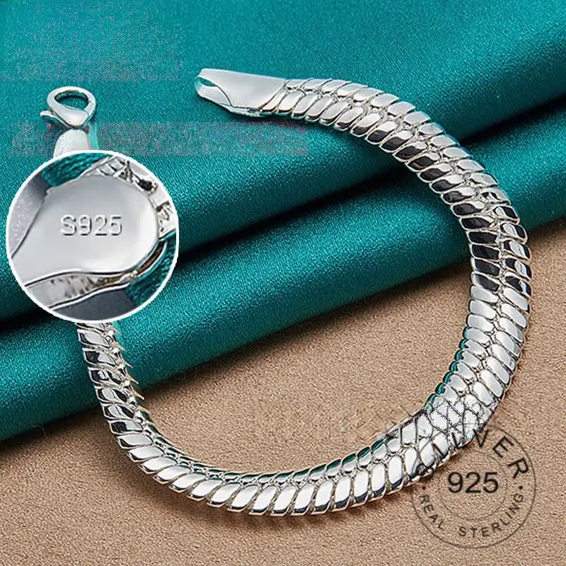

925 Sterling Silver Bracelets for Women Men Handmade Snake Chain Wedding Party Christmas Birthday Gift High Quality Jewelry