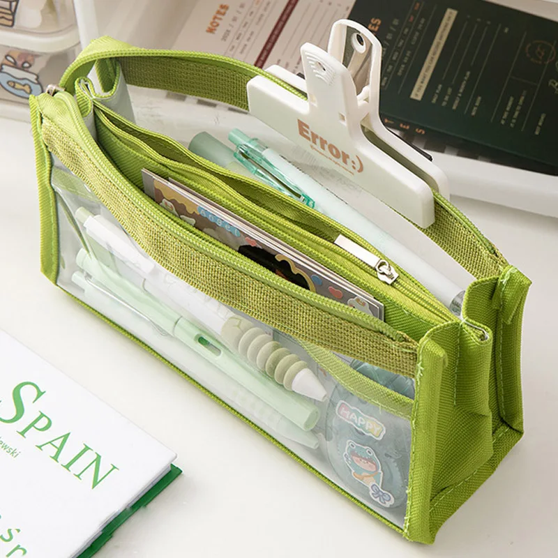 Six Layer Large Capacity Pencil Bag Pen Case Stationery Supplies High Appearance Aesthetic Transparent PVC Storage Organizer