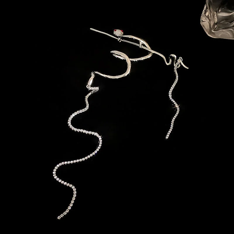 FANYIN Punk Snake Hairpin Hair Stick Wind Twine Warp Long Tassel Rhinestone Metal Punk Headwear Hair Accessories Jewelry