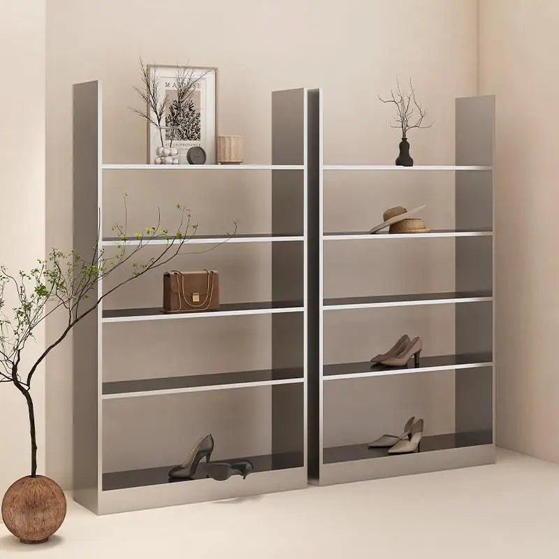 

Stainless steel shoe store shelf display rack Floor-to-ceiling rack bag clothing Multi-layer shelf