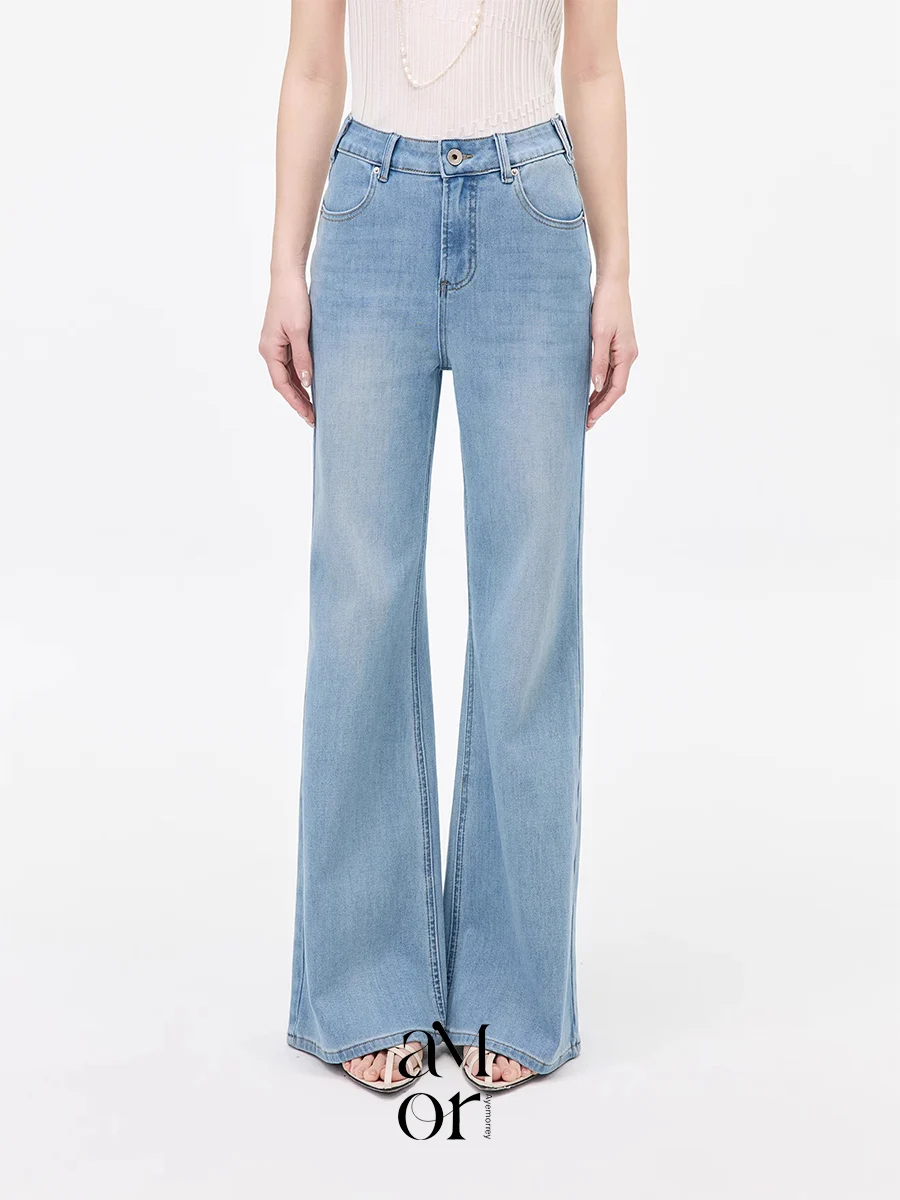 

Ультракомфортные джинсы с эффектом похудения Ayemorrey New Face Mask, синие, хлопковые, с естественной талией, на пуговицах, средней эластичности, женские