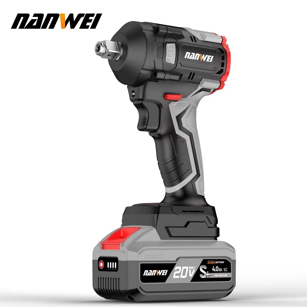NANWEI Cordless Impact Wrench 20V High Torque Rechargeable Handheld Ergonomic Power Tool for Industrial and Household