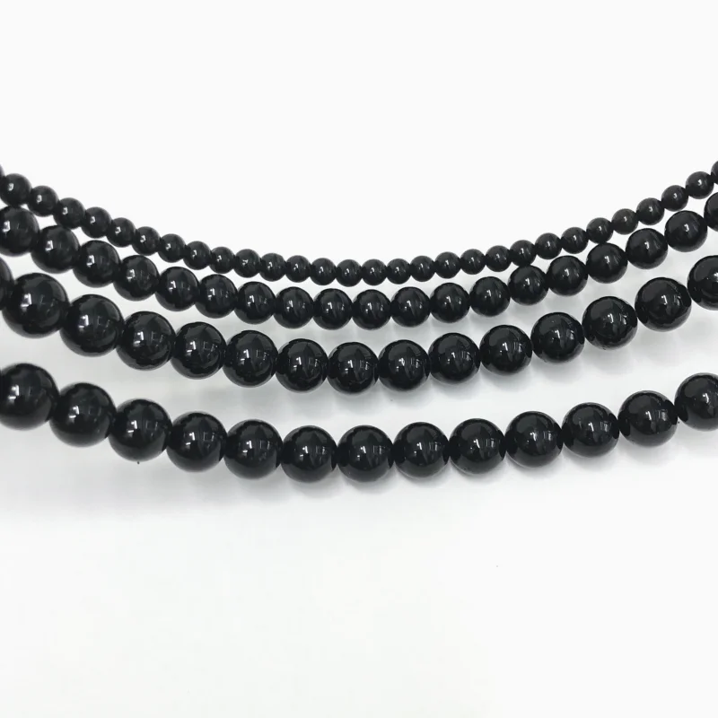 New Natural Black Tourmaline 100% Stone Loose Round Beads Jewellery Making 4/6/8MM DIY Bracelet Necklace Beading Accessories