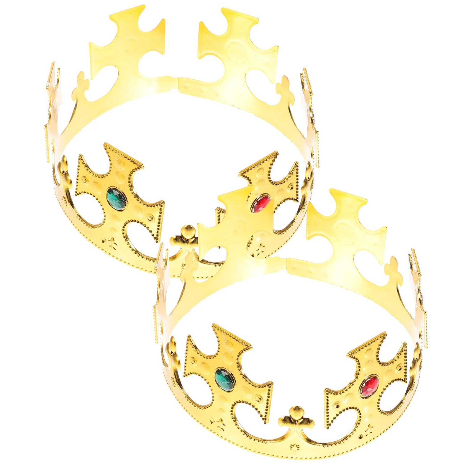 

2Pcs Finish Crown Gold Plastic Plating Crown for Mardi Gras Prom Halloween Party Theatrical Performance Prop